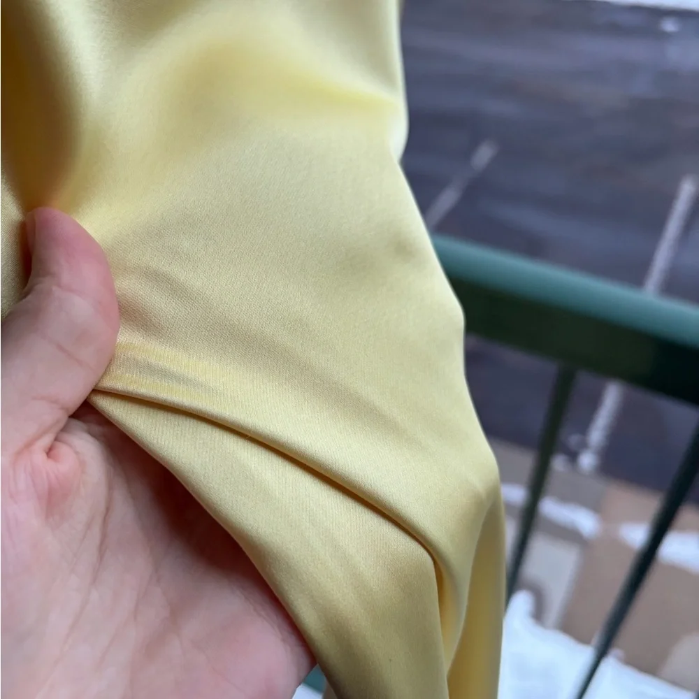 🆕🌼 Antonio Melani Darah Satin Butter Yellow Maxi Dress Size 16 Formal Gown Chic - Picture 12 of 17